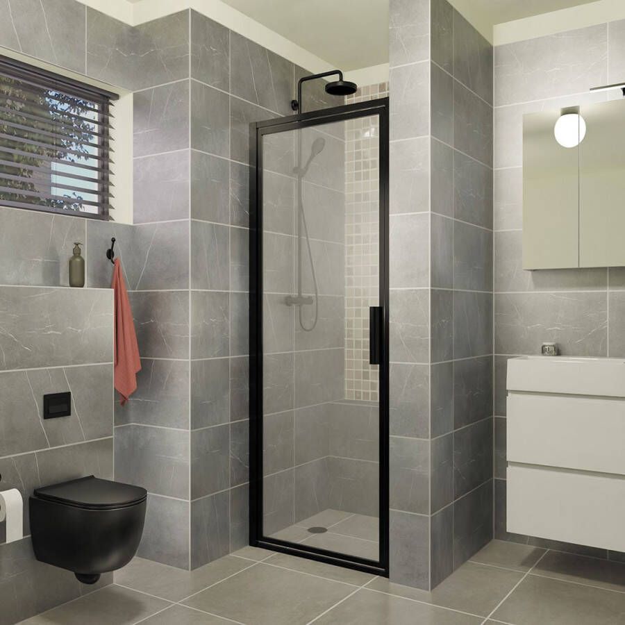 Xenz Industrial Line Black Brisbane Swingdeur voor nis of hoekopstelling 80x200 (nis 78-81 hoek 80-81 5)