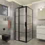 Xenz Industrial Line Premium douchecabine met swingdeur 80x80 mat zwart - Thumbnail 1