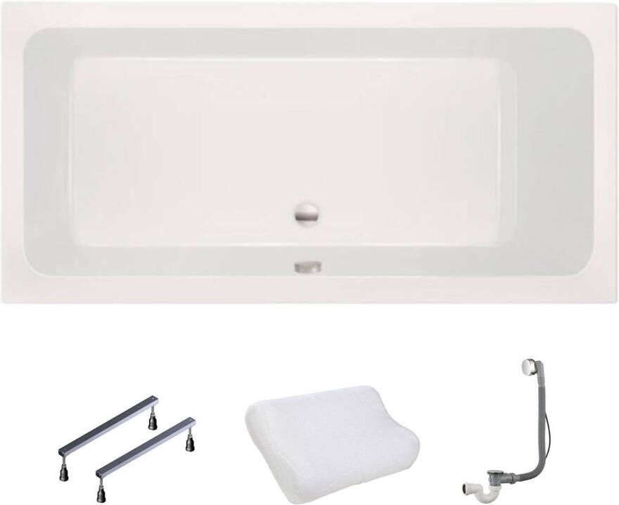 Xenz Ligbad Kristal | Inbouw | 160x75 cm | Incl.Badafvoer | Met overloop | Acryl | Glans wit - Foto 2