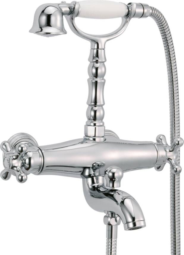 Xenz Melrose Badkraan met omstel thermostaat met handdouche chroom Hoogglans ME5833-51