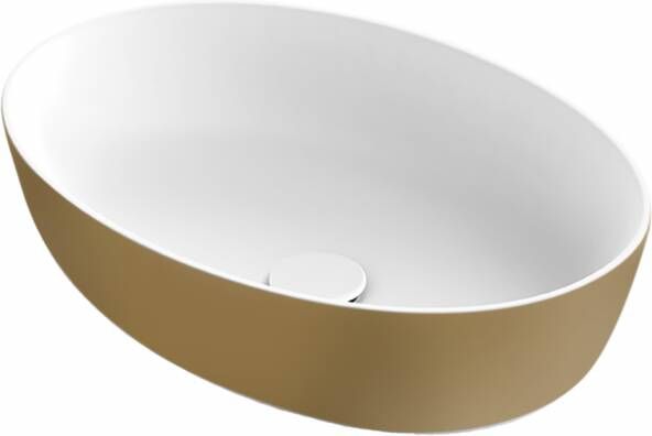 Xenz Neo-E Solid Surface waskom 54x38x14 Bicolor Wit Goud