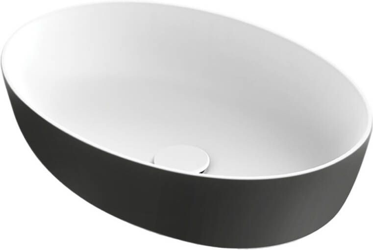 Xenz Neo-E Solid Surface waskom 54x38x14 Bicolor Wit Zwart