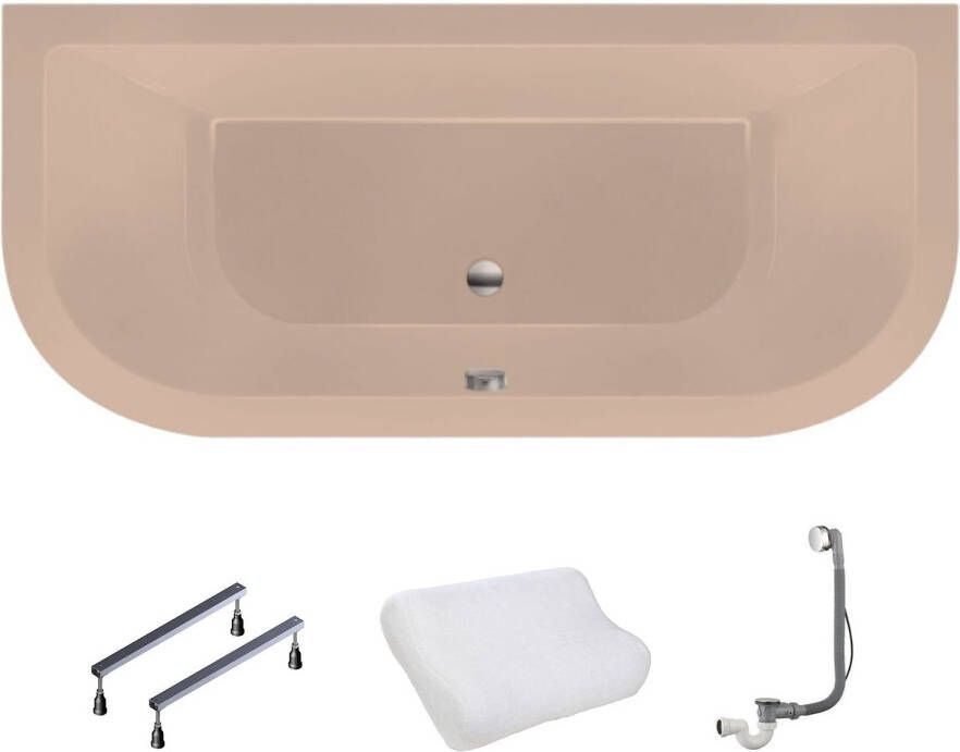 Xenz Ligbad Inbouw Principe Basic 1-2 Persoons Duobad 80x180x50cm Acryl Bahama Beige Hoogglans met Poten