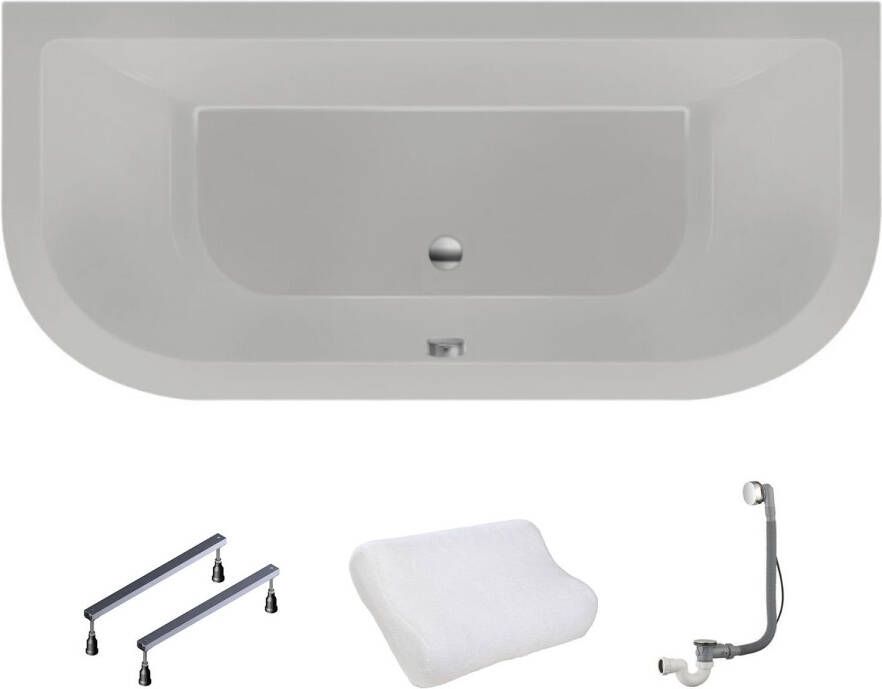 Xenz Ligbad Inbouw Principe Basic 1-2 Persoons Duobad 80x180x50cm Acryl Cement Mat met Poten