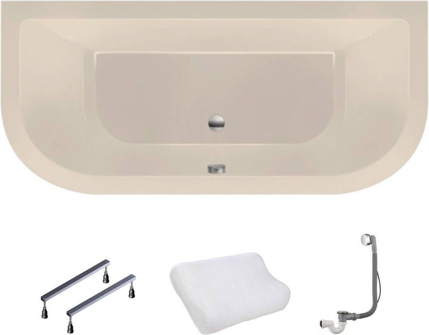 Xenz Ligbad Inbouw Principe Basic 1-2 Persoons Duobad 80x180x50cm Acryl Creme Mat met Poten