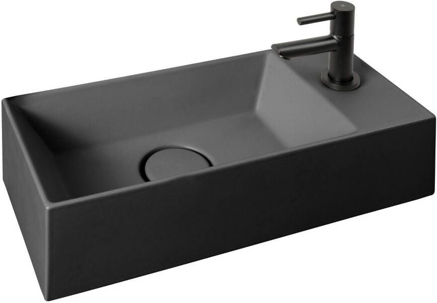 Xenz Rosa fontein 45x20cm mat zwart (inclusief bijpassende clickwaste)
