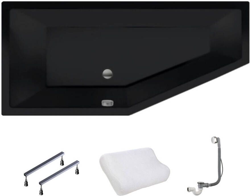 Xenz Ruimtebesparend bad Society compact | Links | 180x80 cm | Incl.Badafvoer | Met overloop | Acryl | Pergamon glans - Foto 4