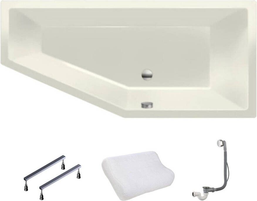 Xenz Ruimtebesparend bad Society compact | Rechts | 170x75 cm | Incl.Badafvoer | Met overloop | Acryl | Pergamon glans - Foto 7