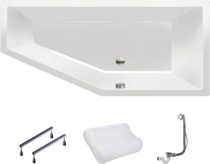 Xenz Society Compact hoekbad rechts 170x75 wit