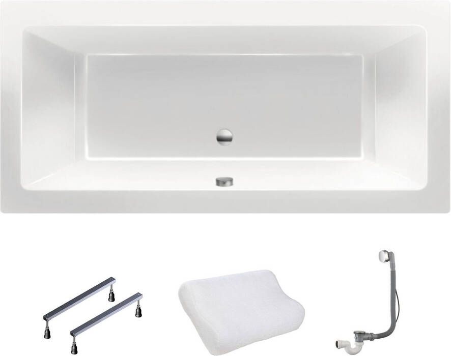 Xenz Ligbad Inbouw Society Rechthoek 1-2 Persoons Duobad 120x190x50cm Acryl Bahama Beige Hoogglans met Poten - Foto 13