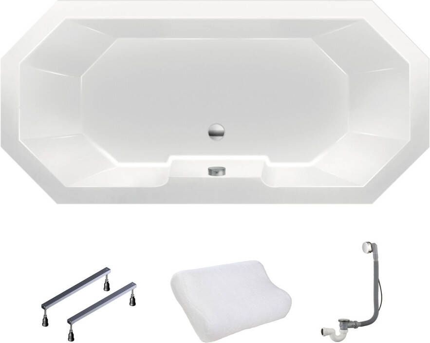 Xenz Ligbad Inbouw Sumba 1-2 Persoons Duobad 80x175x45cm Acryl Wit Hoogglans met Poten