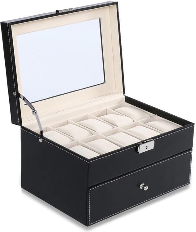 Aretica Horlogebox luxe met 20 horloge compartimenten zwart - Foto 1