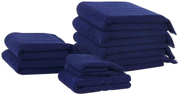 Beliani ATIU 9-delige handdoekset Blauw