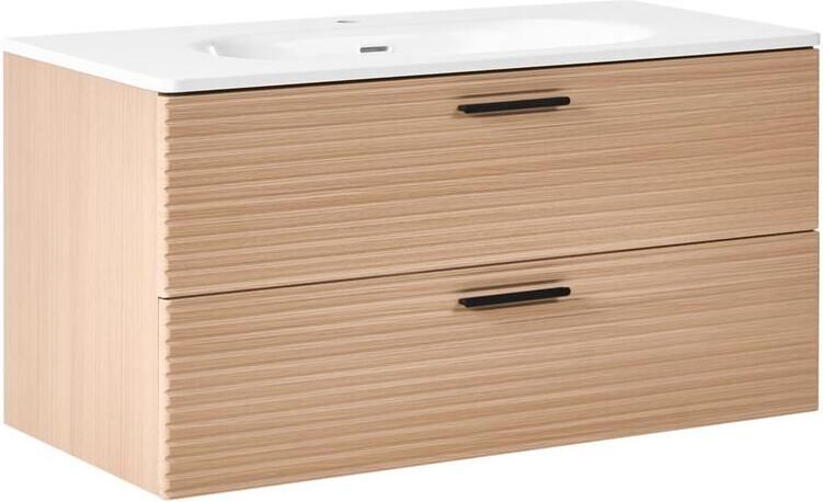 Beliani ARAPA Wandgemonteerd meubel met wasbak Lichtbruin MDF