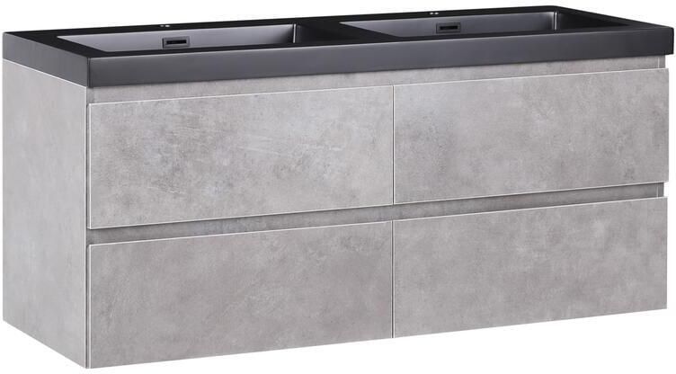 Beliani CARDIEL Wandgemonteerde dubbele wastafelkast Grijs MDF