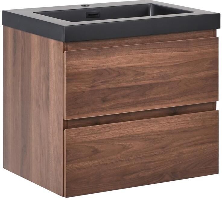 Beliani CARDIEL Wandgemonteerde wastafelkast Donkerbruin MDF
