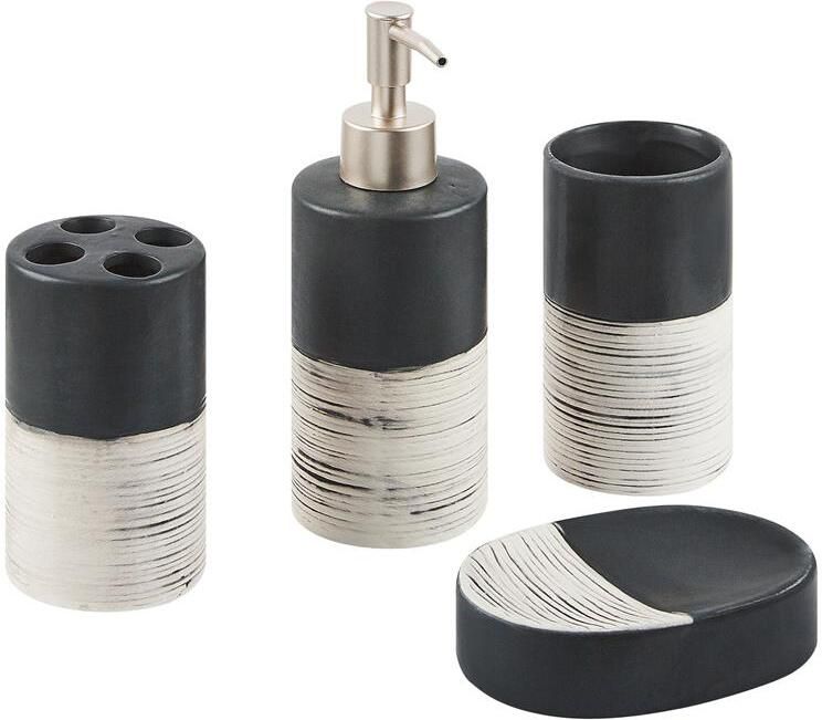 Beliani CORO Badkameraccessoire set-Zwart-Dolomiet