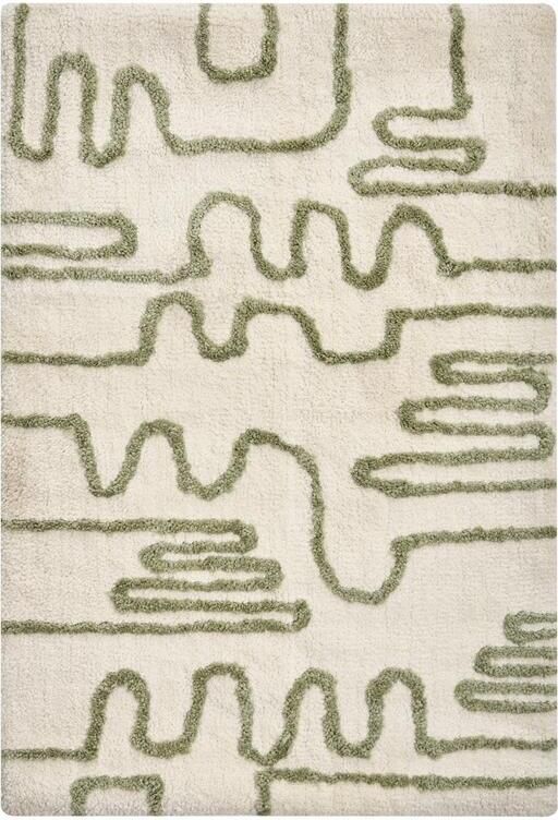 Beliani DAHARL Badmat Beige|Groen 60 x 90 cm Stof