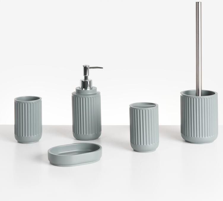 Beliani HUARMEY Badkameraccessoireset Lichtgrijs Polyresin