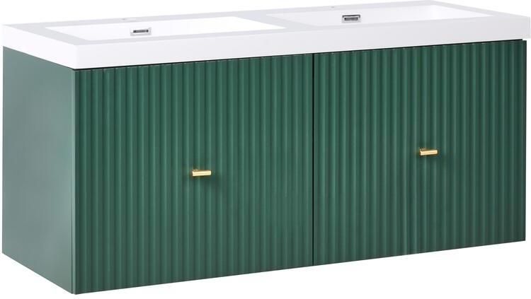 Beliani -LAGO-Wandgemonteerde dubbele wastafelkast-Smaragdgroen-MDF