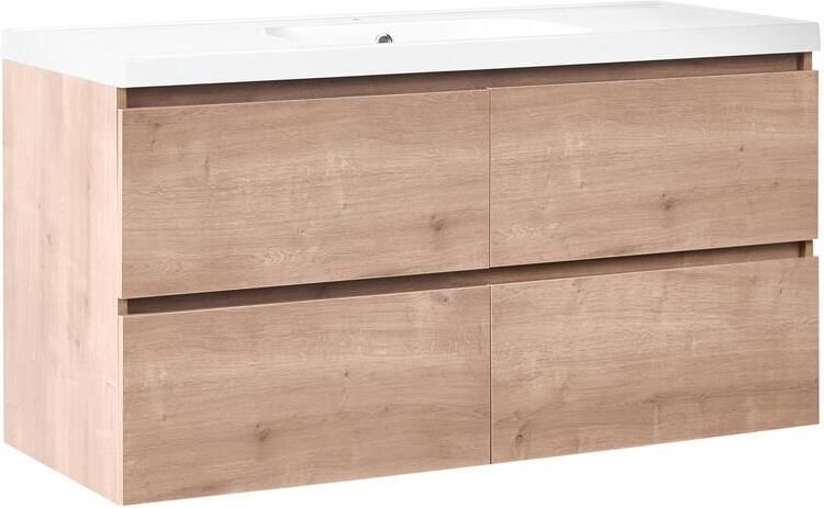 Beliani -LAGOA -Wandgemonteerd meubel met wasbak-Lichtbruin-120 cm-MDF