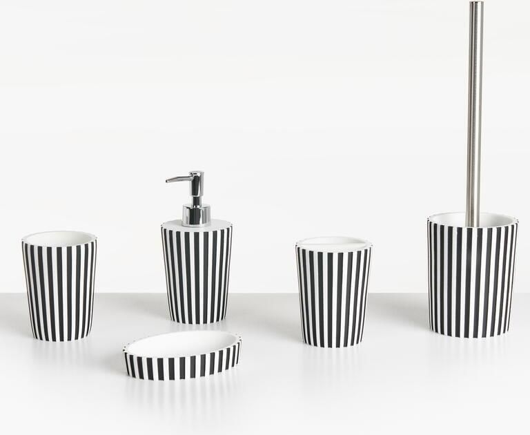 Beliani LIRCAY Badkameraccessoireset Zwart|Wit Polyresin