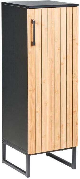 Beliani -MISCANTI-Badkamerkast-Lichtbruin|Zwart-30 x 90 cm-Bamboehout