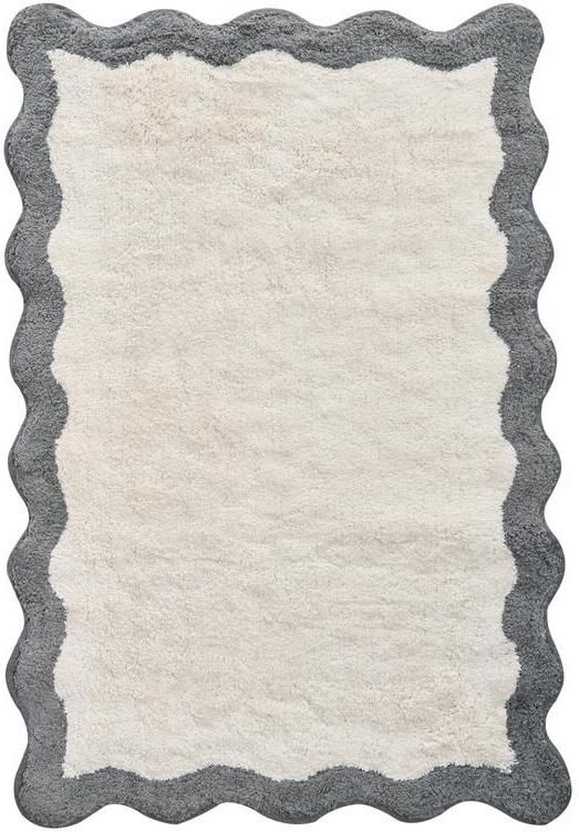 Beliani NANGAL Badmat Beige|Grijs 60 x 90 cm Katoen