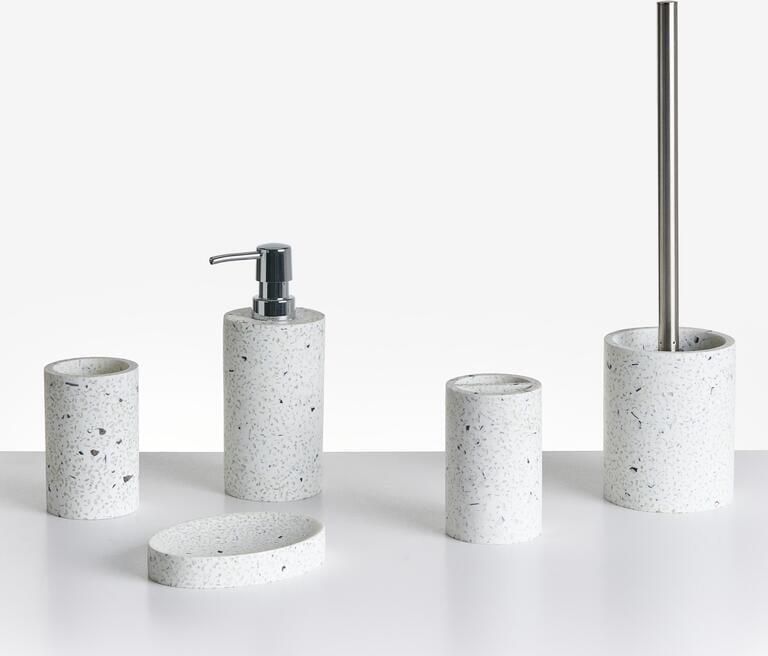 Beliani PERENE Badkameraccessoireset Terrazzo wit Polyresin