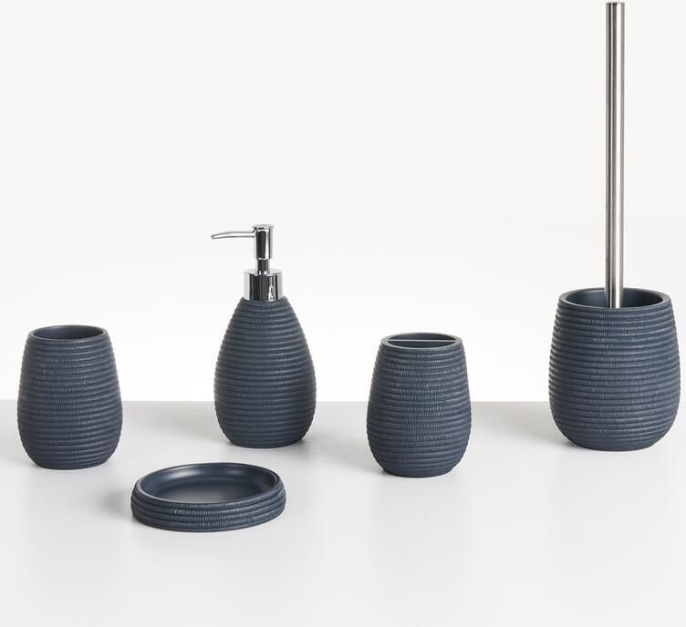 Beliani QUILCA Badkameraccessoireset Donkerblauw Polyresin