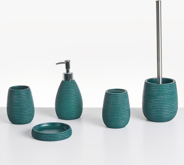 Beliani QUILCA Badkameraccessoireset Groenblauw Polyresin