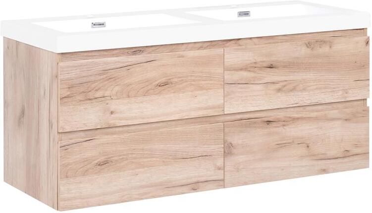 Beliani -RANCO-Wandgemonteerde dubbele wastafelkast-Lichtbruin-MDF