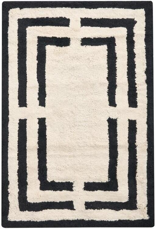 Beliani RISALU Badmat Beige|Zwart 60 x 90 cm Katoen