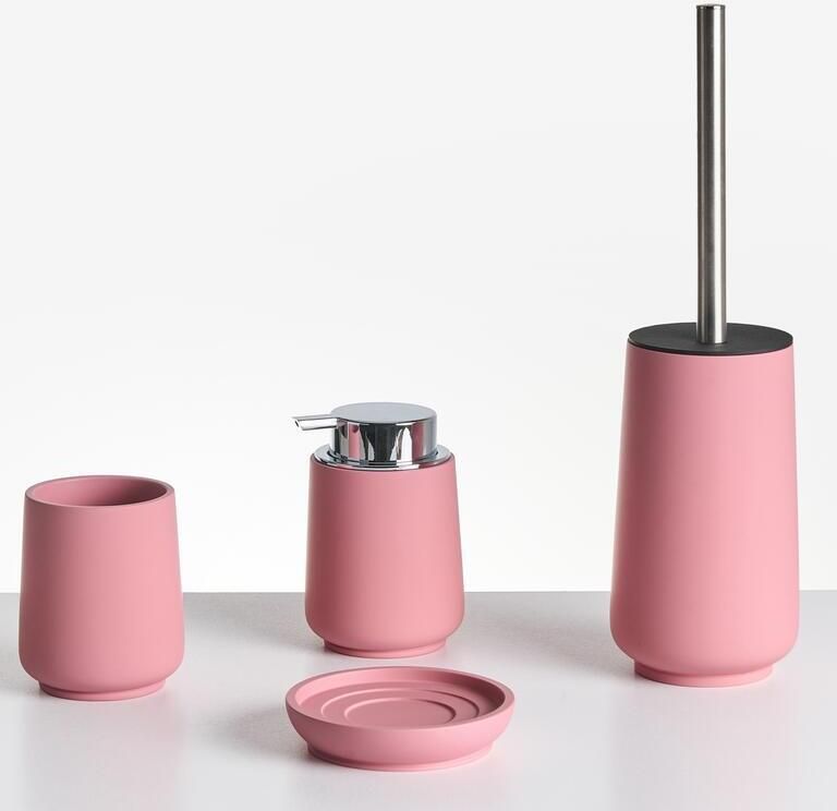 Beliani SUCHES Badkameraccessoireset Roze Polyresin