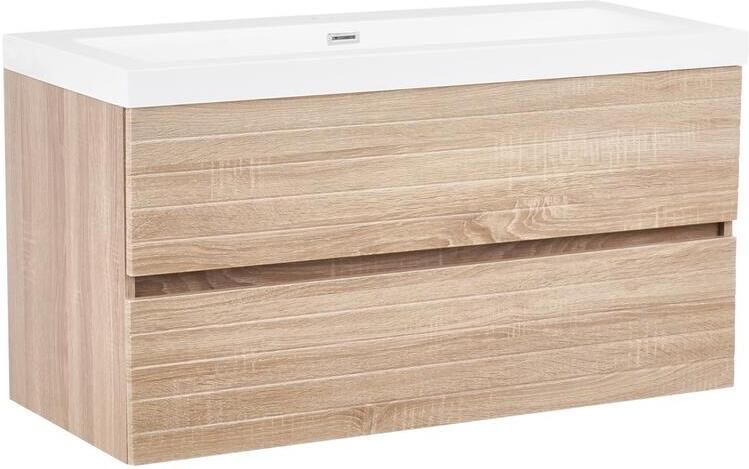 Beliani URUCU Wandgemonteerde wastafelkast Lichtbruin MDF