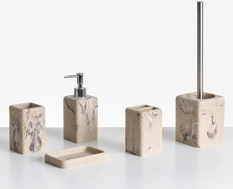 Beliani VILCANOTA Badkameraccessoireset Beige Polyresin