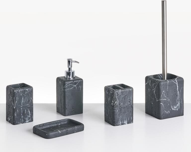 Beliani VILCANOTA Badkameraccessoireset Zwart Polyresin