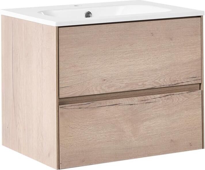 Beliani VITA Wandgemonteerd meubel met wasbak Lichtbruin MDF