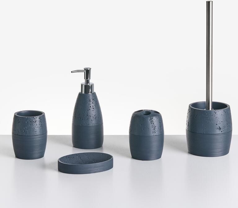 Beliani YARAPA Badkameraccessoireset Donkerblauw Polyresin