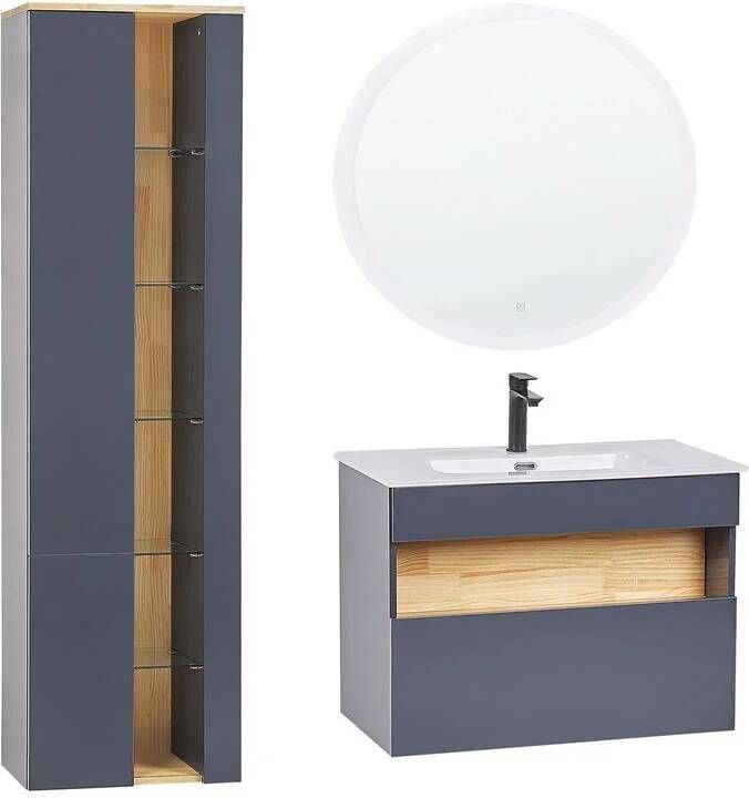 Beliani FIGUERES Badkamermeubel Grijs MDF