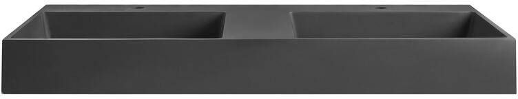 Beliani -QUENKO-Dubbele wastafel-Zwart-120 x 48 cm-Mineraalgietwerk