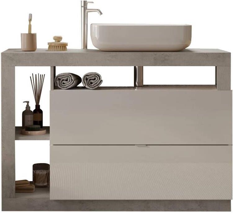 Benvenuto Design Hamburg 110 cm Beton Staand Wastafel en Onderkast