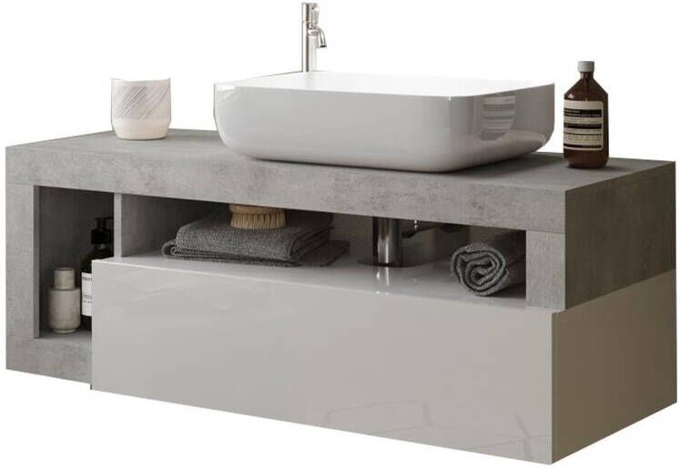 Benvenuto Design Hamburg 110 cm Zwevend Wastafel en Onderkast Beton