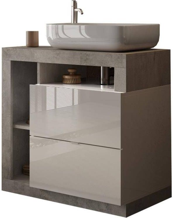Benvenuto Design Hamburg 79 cm Beton Staand Wastafel en Onderkast
