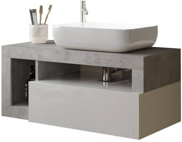 Benvenuto Design Hamburg 92 cm Zwevend Wastafel en Onderkast Beton