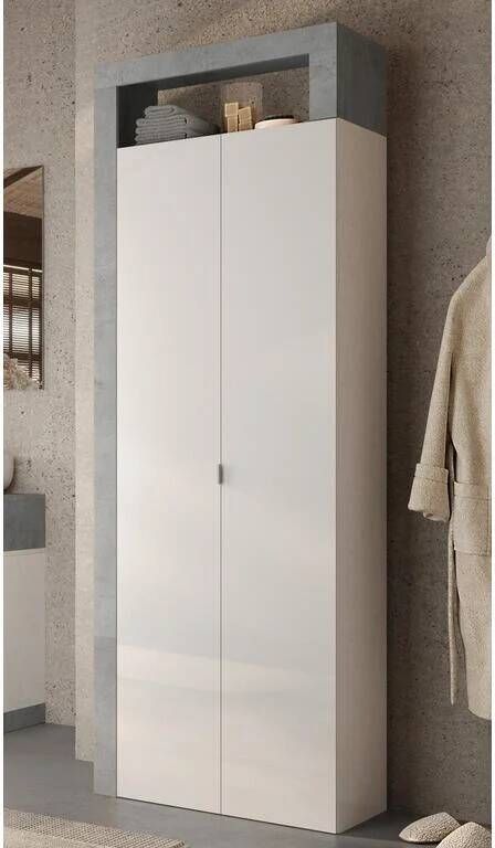 Benvenuto Design Hamburg HG Wit | Beton Badkamerkast 2-Deuren