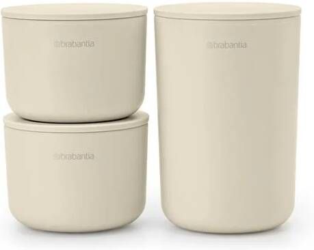 Brabantia ReNew Opbergpotjes set van 3 soft beige 223501