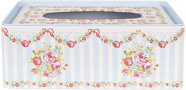 Clayre & Eef Tissue Box 23x13x10 cm Blauw Aluminium