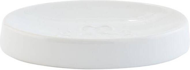 Clayre & Eef Zeepbakje 12 cm Wit Keramiek Rond Zeephouder