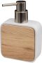 5Five zeeppompje zeepdispenser wit 10 x 15 cm 200 ml bamboe kunststeen badkamer hygiene Zeeppompjes - Thumbnail 2